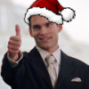 Thumbs up guy in a Santa hat, forum meme edit