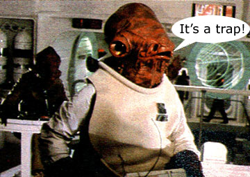 Admiral Ackbar's iconic warning, forum meme classic