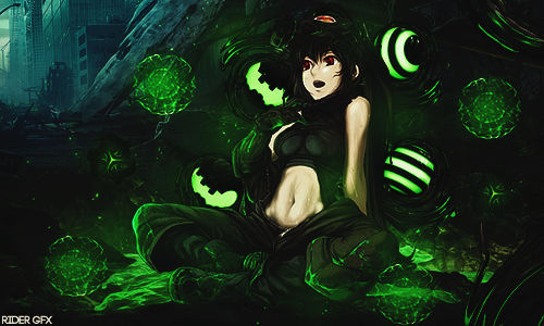 Green-glow anime girl GFX with orb effects