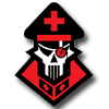 Skull and crossbones emblem with cross, forum-style crest