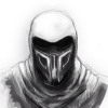 Hooded ninja-warrior sketch avatar, classic forum profile art