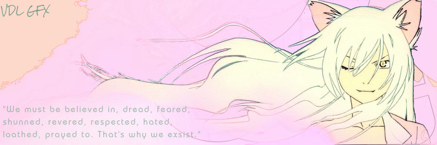 Nostalgic anime GFX banner with cat-girl and haunting quote