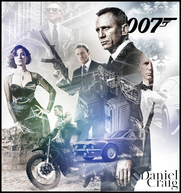 Daniel Craig 007 tribute collage GFX artwork