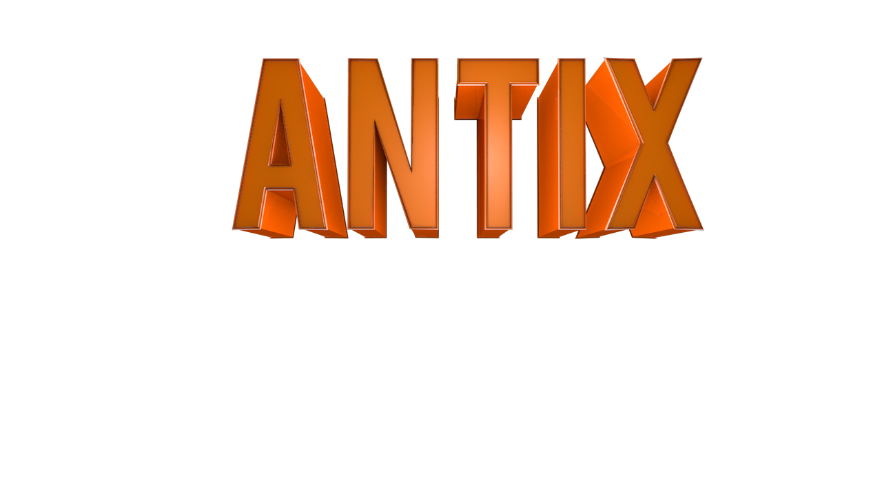 Glossy orange 3D 'ANTIX' logo render
