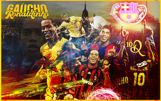 Ronaldinho tribute GFX collage with FC Barcelona crest