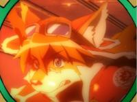 Anime fox character glowing in orange fire art