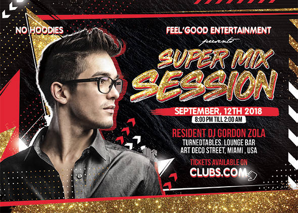 Retro club flyer design, DJ event promo poster