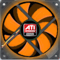 Orange ATI Radeon fan glowing with retro PC-gaming vibes