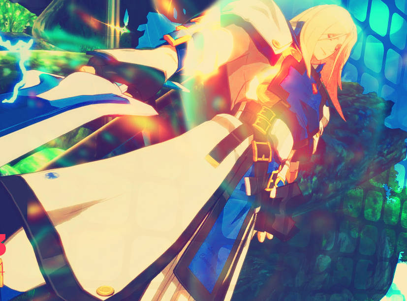 Anime character GFX art with glowing lens flare effects