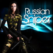 Camo-clad sniper GFX piece with glowing blue backdrop