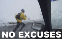Motivational runner in the snow, no excuses given