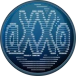 Retro binary-code circle avatar with a digital vibe