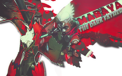 Dark warrior GFX signature with fiery red splatter design