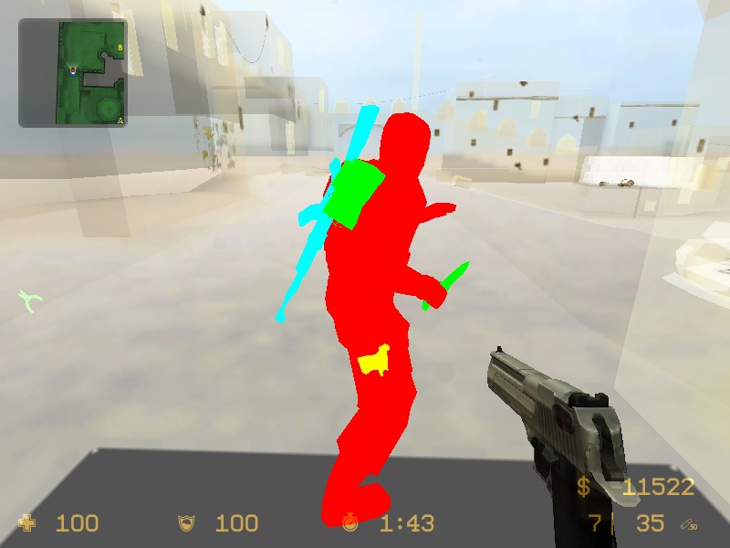 CS wallhack ESP overlay with player skeleton highlights