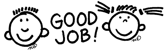 Cheerful doodle faces cheering 'Good Job!'