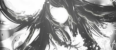 Monochrome anime hair GFX with splatter effects
