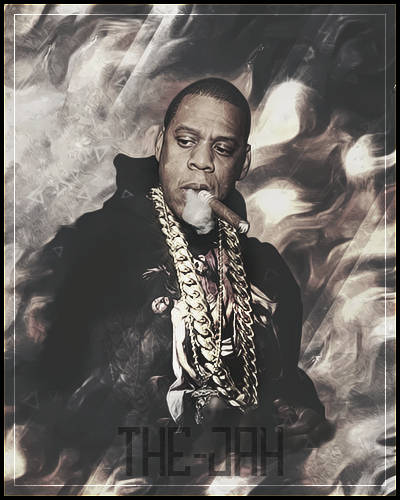 Smoky artistic portrait GFX piece with cigar and chains