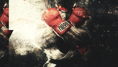 Gritty boxer GFX art with red gloves, forum-style edit