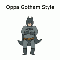 Chubby Batman doodle strikes a Gangnam Style pose