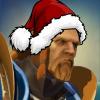 Festive warrior avatar sporting a Santa hat