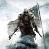 Assassin's Creed III snowy artwork—Connor emerging through icy landscape