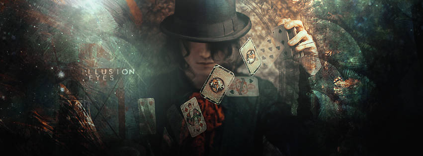 Mysterious card magician GFX, moody forum signature art