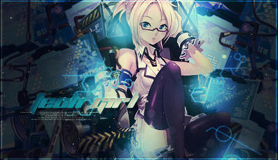 Anime tech-girl GFX signature with glowing digital effects