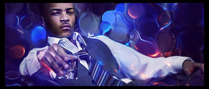 Sleek man-in-suit GFX signature with bokeh bubble effects