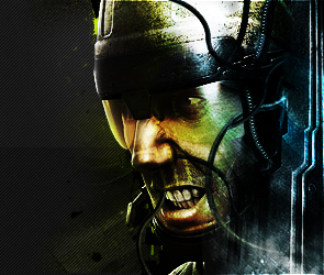 Cybernetic soldier GFX art, classic gaming forum aesthetic
