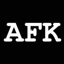 Bold black-and-white AFK text graphic