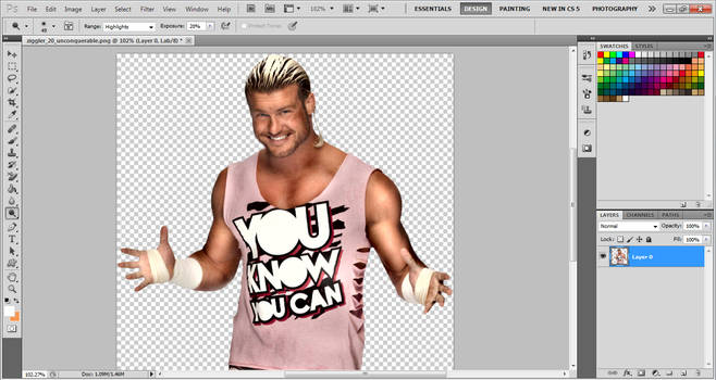 Wrestler cutout being edited in Photoshop for GFX work