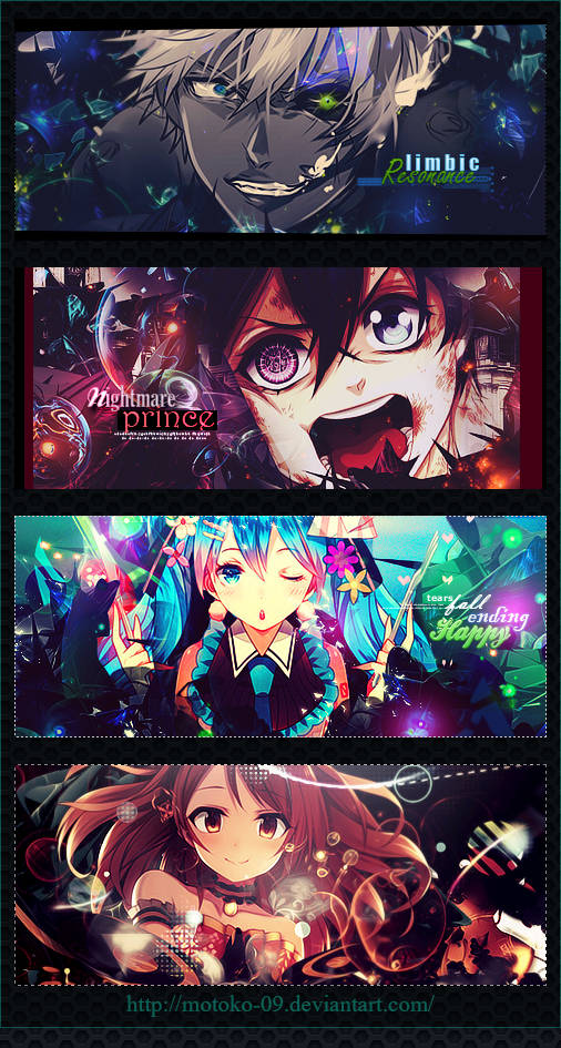 Anime GFX signature collection with vibrant character art