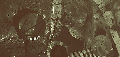 Grungy abstract GFX portrait with fractured geometric overlays