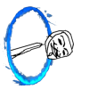 Doodle face peeking through a swirly oval frame