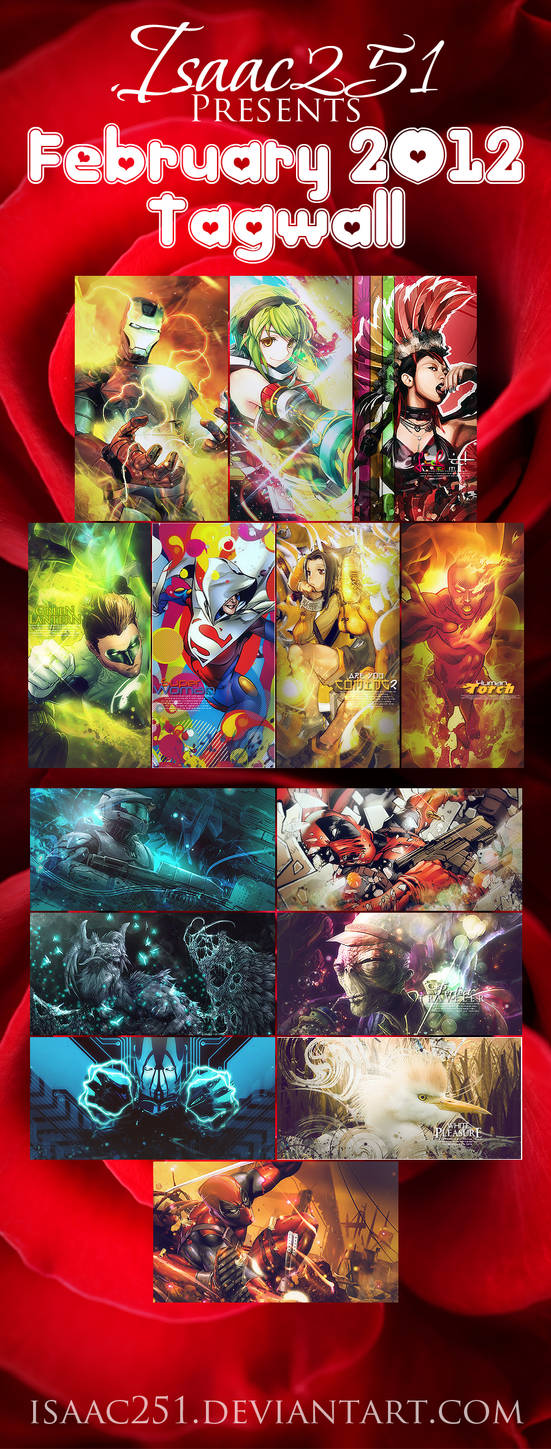 A vibrant tagwall collage of comic and gaming GFX art