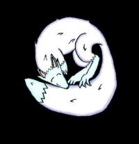 Curled-up sleepy wolf avatar art