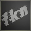 Grungy fkn crew logo with jagged graffiti-style lettering