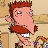Cartoon character avatar with orange hair and mustache