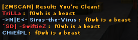 Zombie scanner result confirming f0wh is a beast