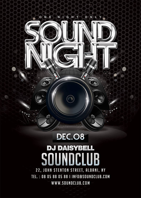 Retro club flyer design for a nightlife 'Sound Night' event