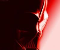 Darth Vader silhouette glowing in dramatic red light