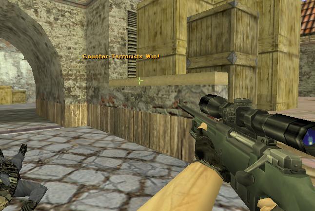 CS 1.6 round win with AWP scope view