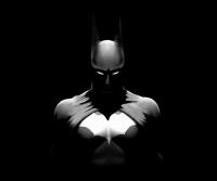 Batman GFX art, brooding silhouette against black background