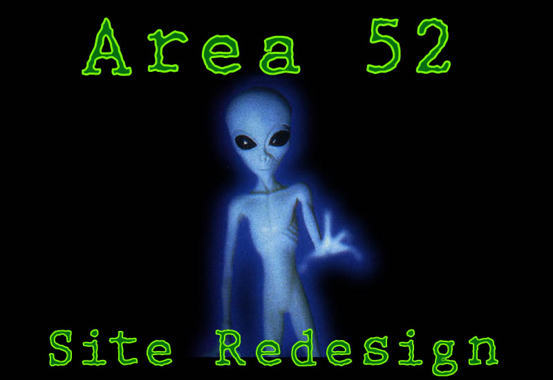 Classic alien GFX banner announcing a site redesign