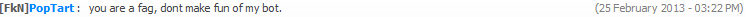 Forum post text with FkN tag insult