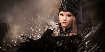 Dark armored warrior digital art with dramatic lighting