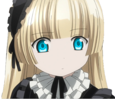Blonde anime girl avatar with piercing blue eyes