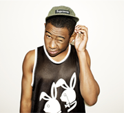 Guy in cap and Playboy bunny tank top