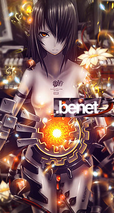 Cyborg anime GFX signature with glowing energy core