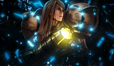 Sci-fi warrior GFX with glowing energy sphere artwork